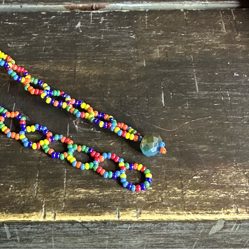 Multicolored Handmade Beaded Chaquira Necklace V-Shaped Statement Boho Choker - Picture 10 of 14